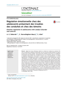 Régulation émotionnelle chez des adolescents présentant des