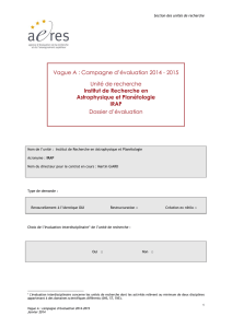 Vague A : Campagne d`évaluation 2014 - 2015 Unité de