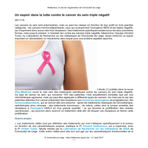 Un espoir dans la lutte contre le cancer du sein triple négatif