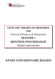 master 1 mention psychologie annee universitaire 2014/2015