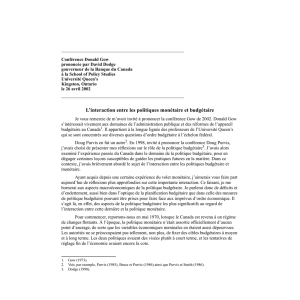 L`interaction entre les politiques monétaire et budgétaire