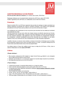 AUDITION REGIONALE ILE-DE-FRANCE Préambule Critères