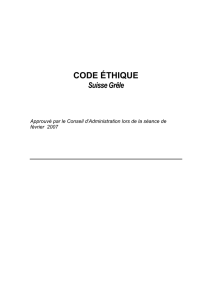 code éthique - Assicurazione Grandine Svizzera