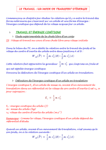 Le travail : un mode de transfert d`énergie