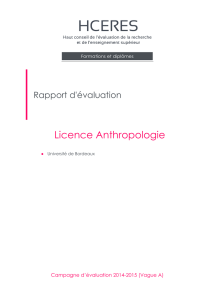 Evaluation de la licence Anthropologie de l`Université de