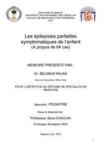 Les épilepsies partielles symptomatiques de l`enfant