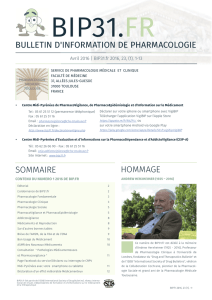 SOMMAIRE BULLETIN D`INFORMATION DE PHARMACOLOGIE