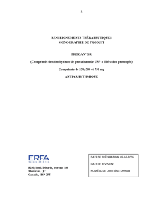 Comprimés de chlorhydrate de procaïnamide USP à libération