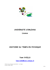 UNIVERSITE d`ORLEANS Licence HISTOIRE DU TEMPS