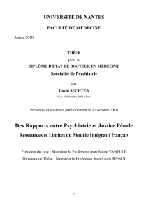 Des Rapports entre Psychiatrie et Justice Pénale