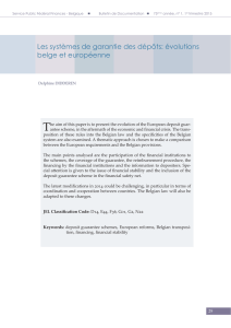 Les systèmes de garantie des dépôts: évolutions belge et