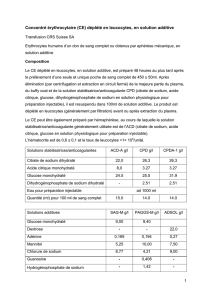 Concentré érythrocytaire (CE) déplété en leucocytes