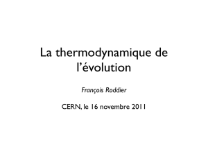 La thermodynamique de l`évolution