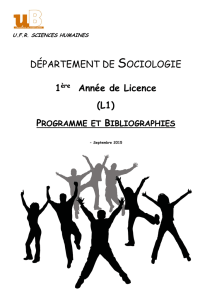 DÉPARTEMENT DE SOCIOLOGIE 1ère Année de Licence (L1)