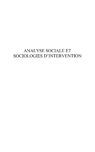 ANALYSE SOCIALE ET SOCIOLOGIES D`INTERVENTION