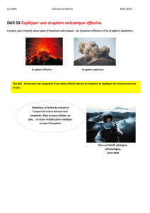 Défi S9 Expliquer une éruption volcanique effusive.