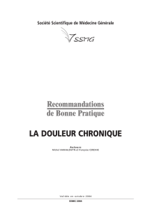 La Douleur chronique - Définition, classification, démarche clinique