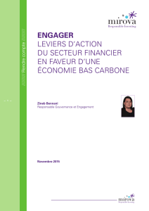 ENGAGER LEVIERS D`ACTION DU SECTEUR FINANCIER EN