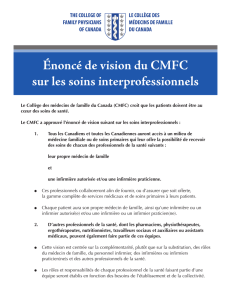 Énoncé de vision du CMFC sur les soins interprofessionnels