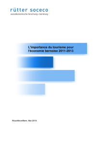 L`importance du tourisme pour l`économie bernoise 2011-2013