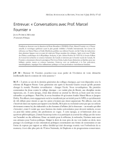 Entrevue: « Conversations avec Prof. Marcel Fournier »