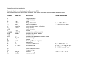 Liste des symboles, unités et constantes utilisés