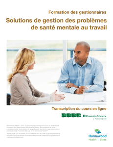 Solutions de gestion des problèmes de santé mentale au travail