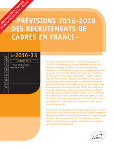 Prévisions 2016-2018 des recrutements de cadres en France
