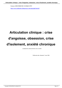 Articulation clinique : crise d`angoisse, obsession, crise d`isolement