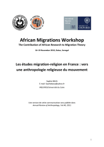 Les études migration-religion en France : vers une anthropologie