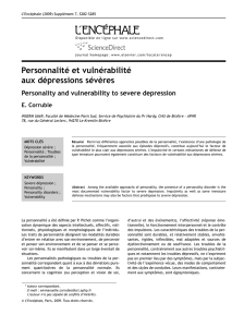 Personnalité et vulnérabilité aux dépressions sévères