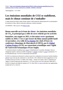 Les émissions mondiales de CO2 se stabilisent, mais le climat