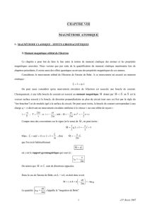 CHAPITRE VIII MAGNÉTISME ATOMIQUE