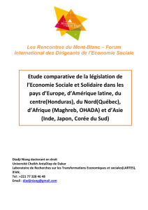 Etude comparative de la législation de l`Economie Sociale