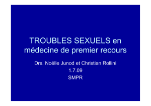 TROUBLES SEXUELS en médecine de premier recours