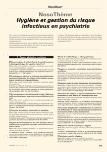Hygiène et gestion du risque infectieux en psychiatrie