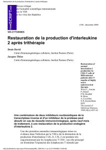 Restauration de la production d`interleukine 2 après trithérapie