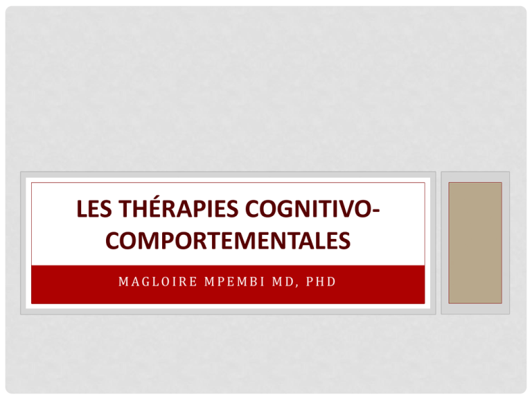 Les thérapies cognitivo comportementales