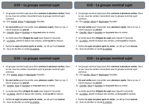 G10 – Le groupe nominal sujet