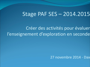 Stage PAF - Les SES dans l`académie de Bordeaux