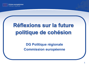 Réflexions sur la future politique de cohésion