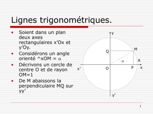 Lignes trigonométriques. Géométrie analytique.