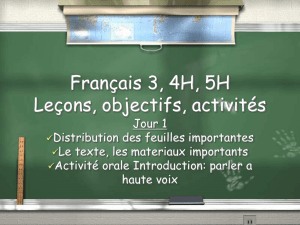 Français 3, 4H, 5H Leçons, objectifs, activités