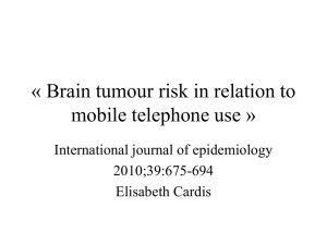 Brain tumour risk in relation to mobile telephone use
