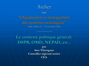 Le Contexte politique actuel: SRP, OMD, NEPAD