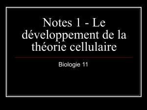 Notes 1 - Le développement de la théorie cellulaire