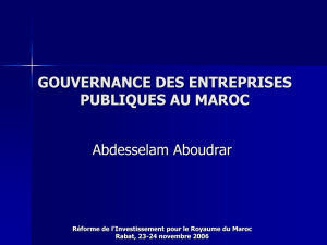 Gouvernance des Entreprises Publiques au Maroc