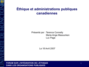 Éthique et administrations publiques canadiennes