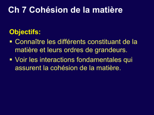 Ch 7 Cohésion de la matière Objectifs
