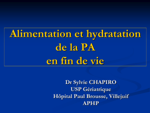 Alimentation et hydratation de la PA
